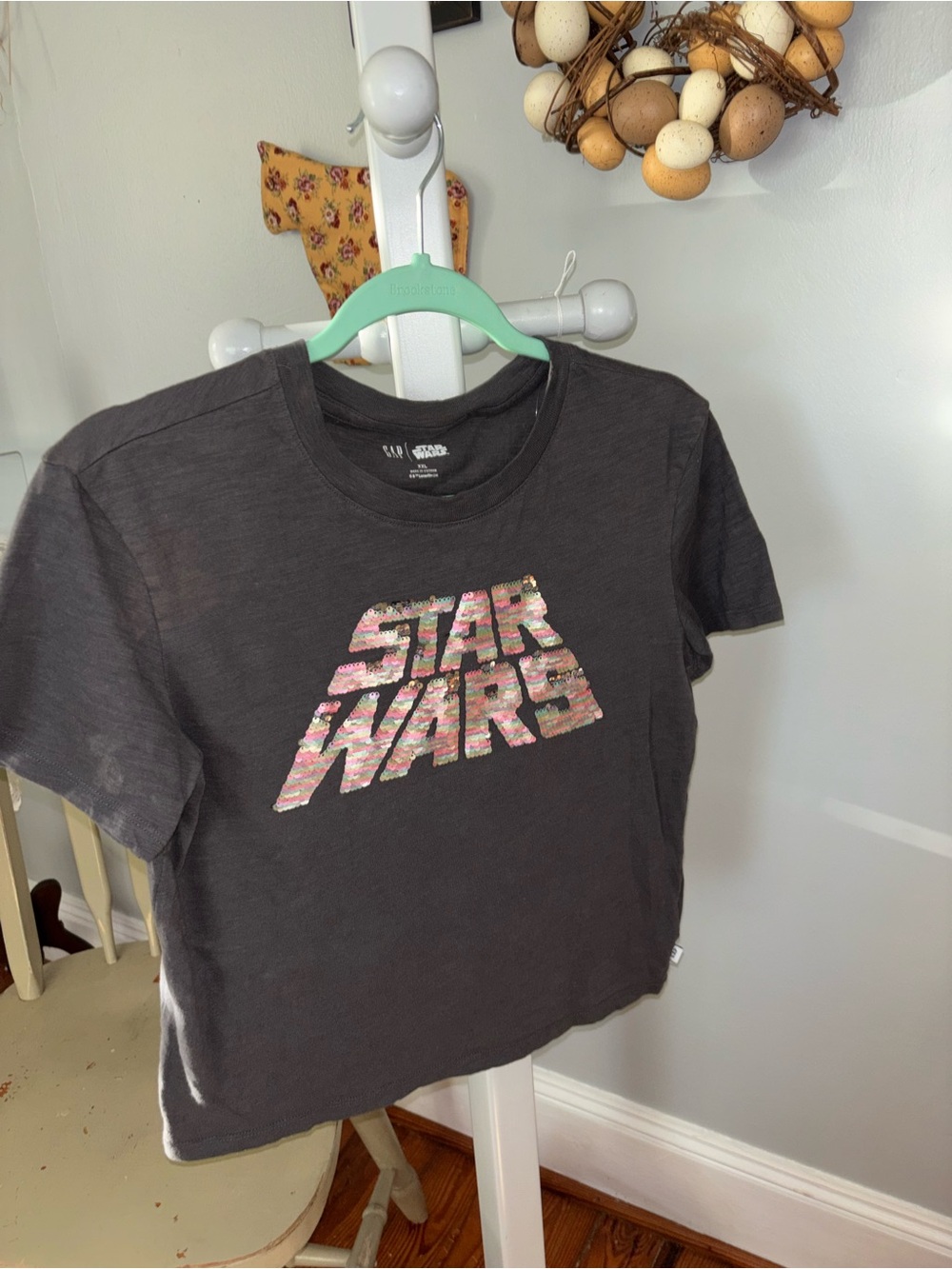 Star Wars XXKids' Graphic Tee - Charcoal with Iridescent Logo